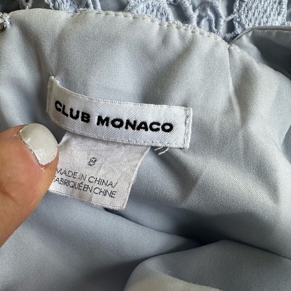 Club Monaco Baby Blue Crochet Lace Mini Dress Resortwear Vacation Boho Coquette - Picture 5 of 7